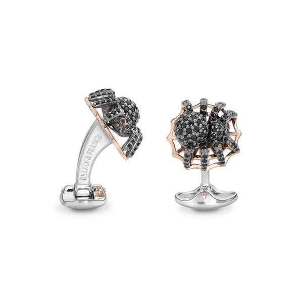 Deakin & Francis Sterling Silver Black Spinel Spider Cufflinks