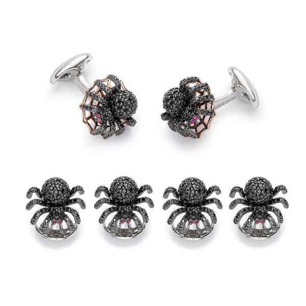 deakin & francis Sterling Silver Black Spinel Spider Dress Set