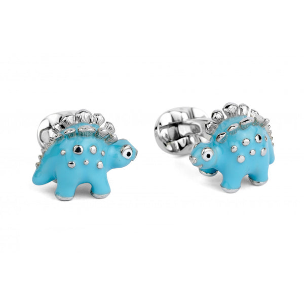deakin & francis Sterling Silver Blue Dinosaur Cufflinks