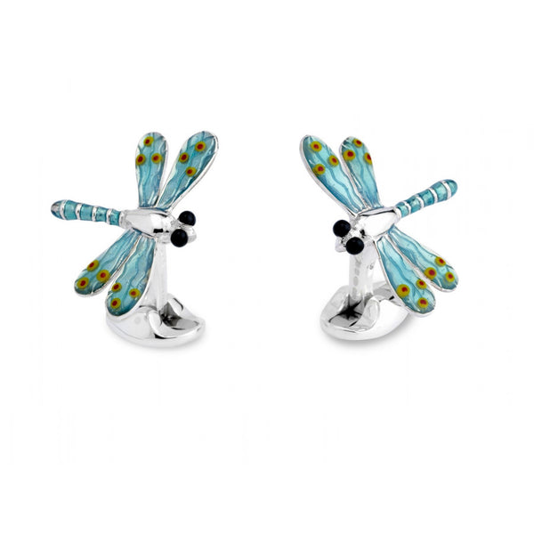 deakin & francis Sterling Silver Blue Dragonfly Cufflinks