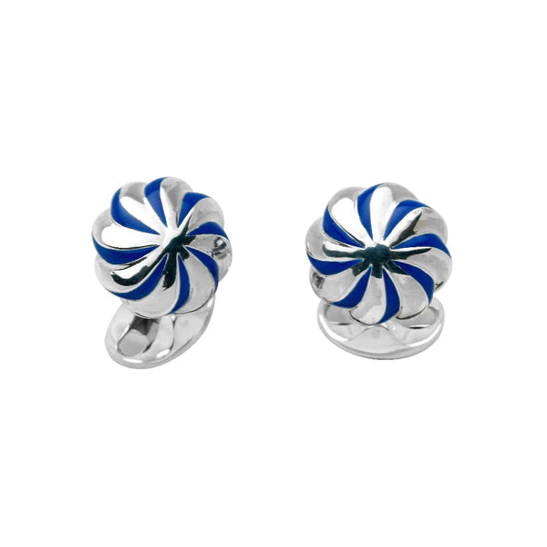 deakin & francis Sterling Silver Blue Enamel Pumpkin Knot Cufflinks