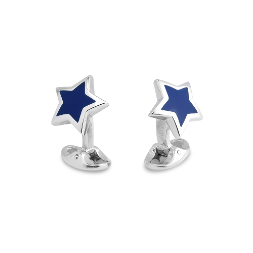 deakin & francis Sterling Silver Blue Enamel Star Cufflinks