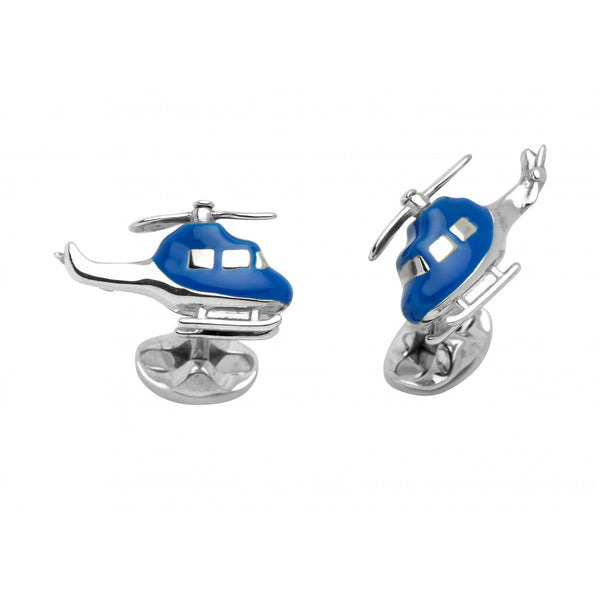 deakin & francis Sterling Silver Blue Helicopter Cufflinks