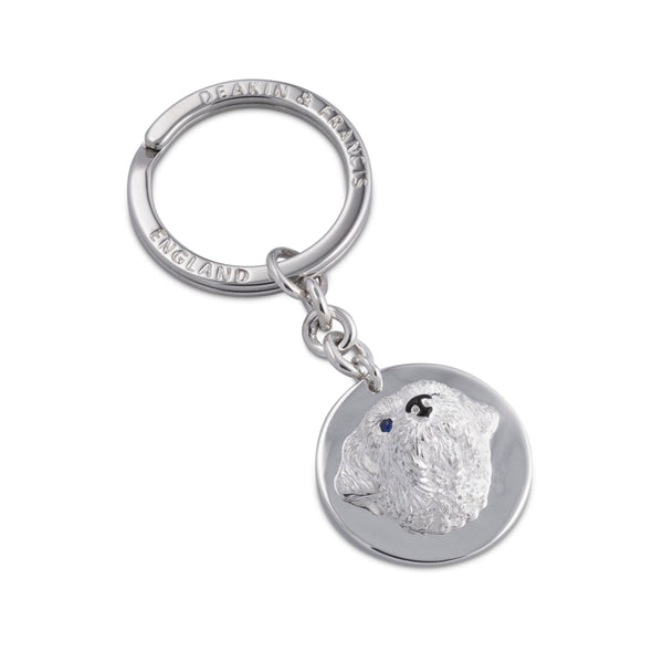 deakin & francis Sterling Silver Border Terrier Keyring With Sapphire Eyes