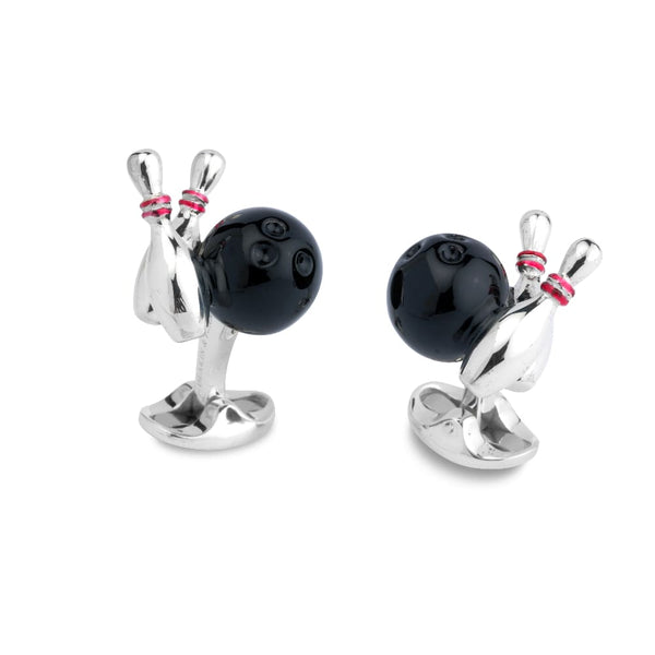 deakin & francis Sterling Silver Bowling Ball And Skittles Cufflinks