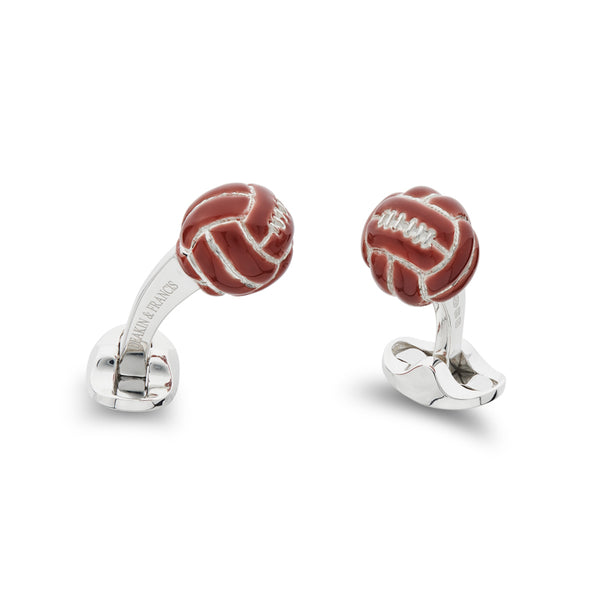 deakin & francis Sterling Silver Brown Enamel Football Cufflinks
