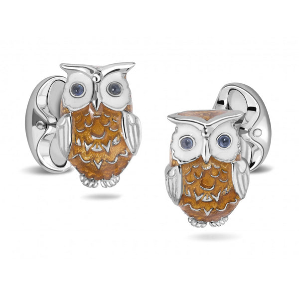 Deakin & Francis Sterling Silver Brown Owl Enamel Dress Stud Set