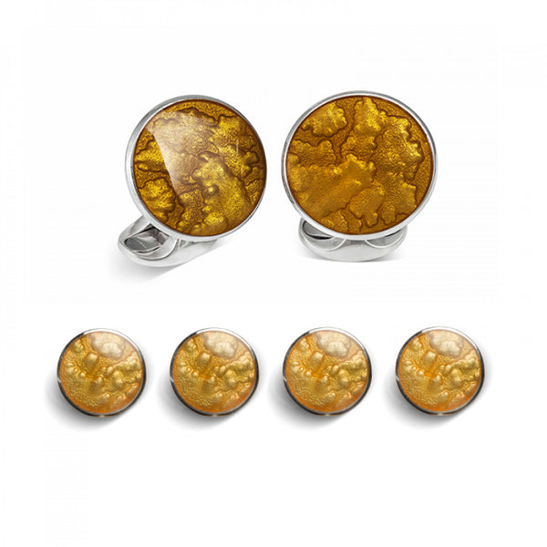 deakin & francis Sterling Silver Burnt Orange Haze Enamel Dress Stud Set