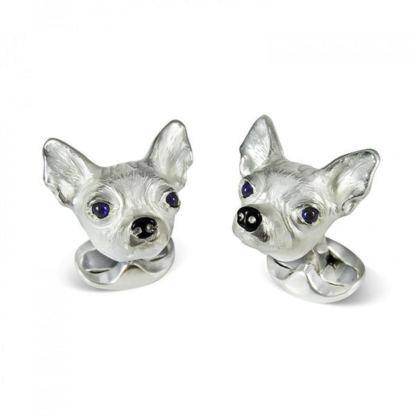 deakin & francis Sterling Silver Chihuahua Dog Cufflinks