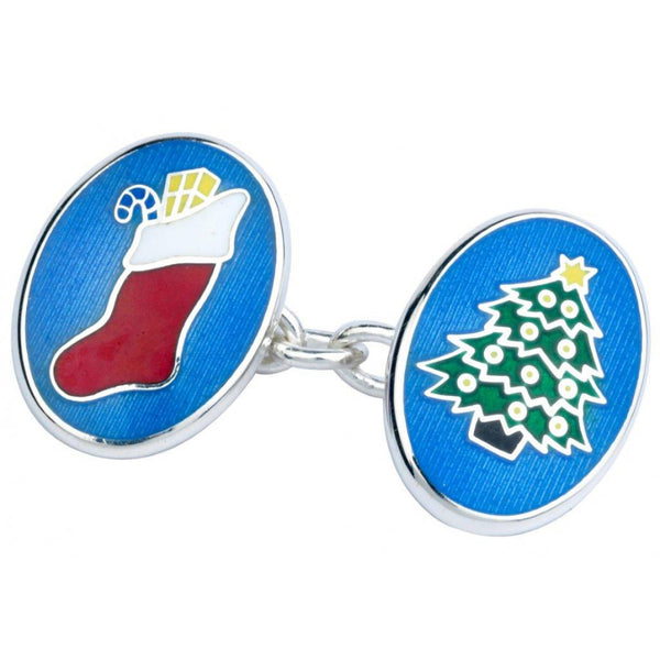 Deakin & Francis Sterling Silver Christmas Enamelled Cufflinks