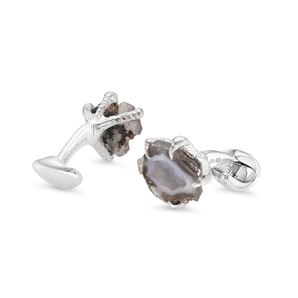 Deakin & Francis Sterling Silver Claw Cufflinks With Geode Centre
