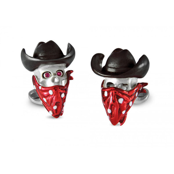 deakin & francis Sterling Silver Cowboy Skull Cufflinks