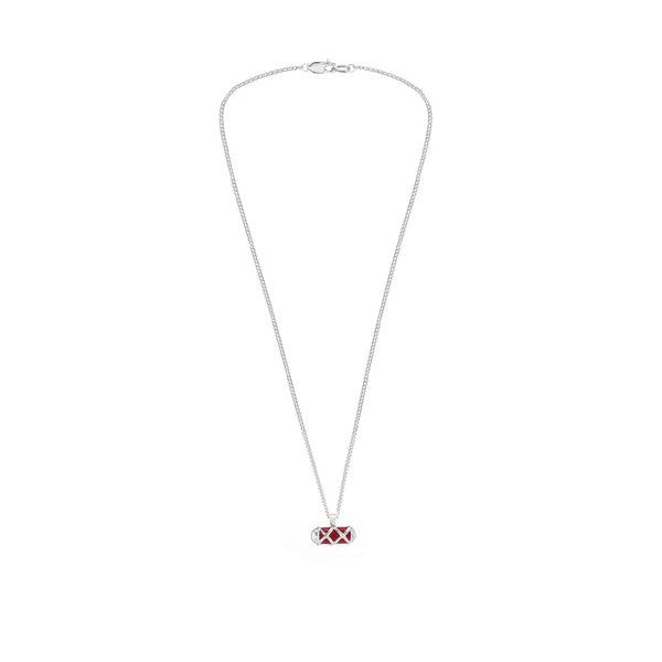 Deakin & Francis Sterling Silver Criss Cross Bar Enamel Red Pendant