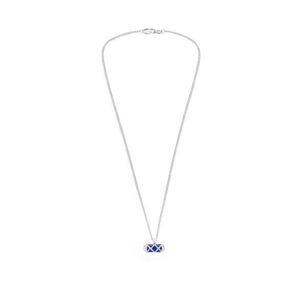 Deakin & Francis Sterling Silver Criss Cross Bar Enamel Royal Pendant