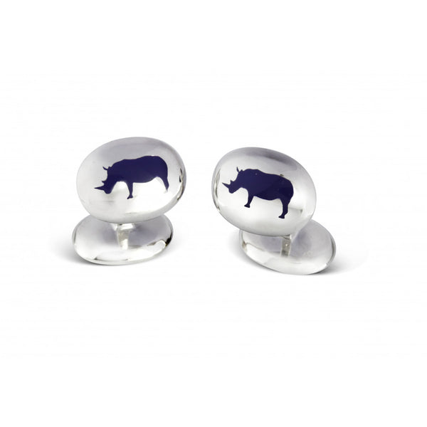 deakin & francis Sterling Silver Cufflinks with Rhino Emblem