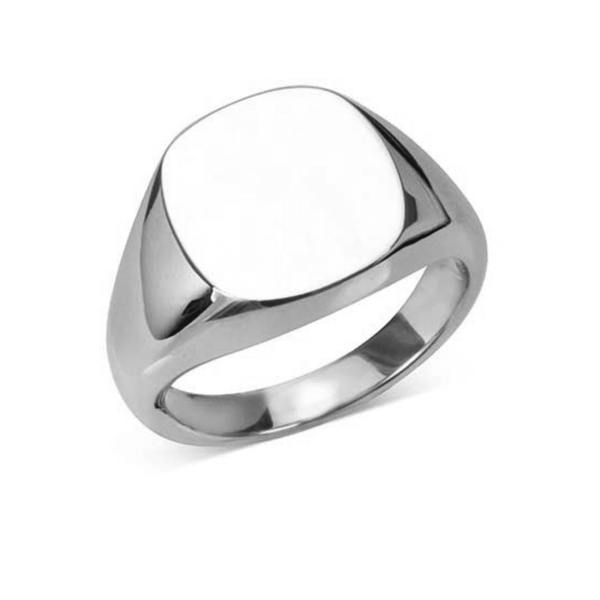 deakin & francis Sterling Silver Cushion Signet Ring (12x10mm)