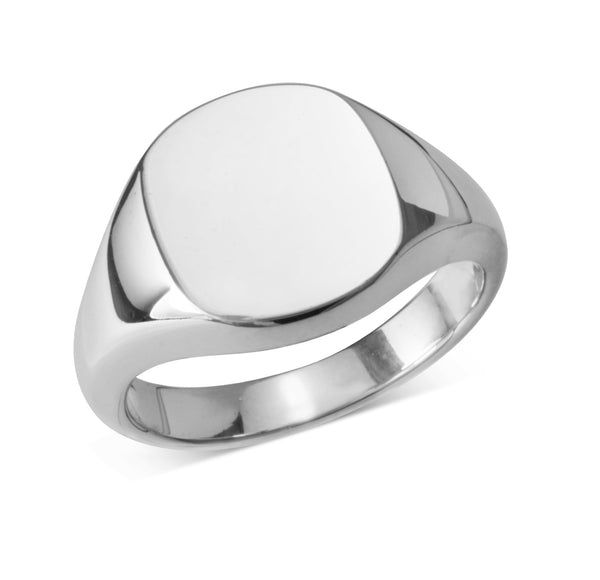 deakin & francis Sterling Silver Cushion Signet Ring (14x13mm)