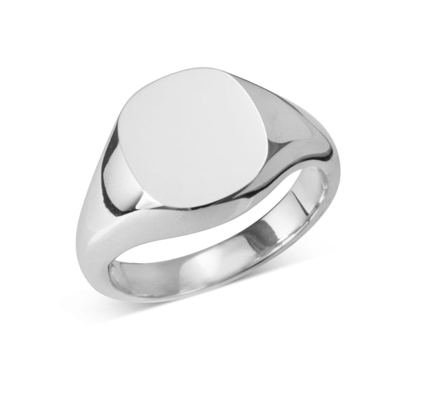 deakin & francis Sterling Silver Cushion Signet Ring (9x11mm)