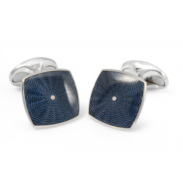 deakin & francis Sterling Silver Deep Blue Enamel Cufflinks