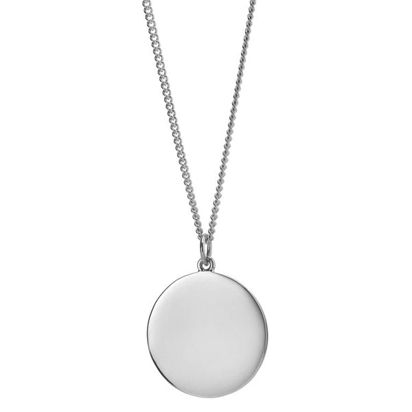 deakin & francis Sterling Silver Disc Pendant with Chain (22mm )