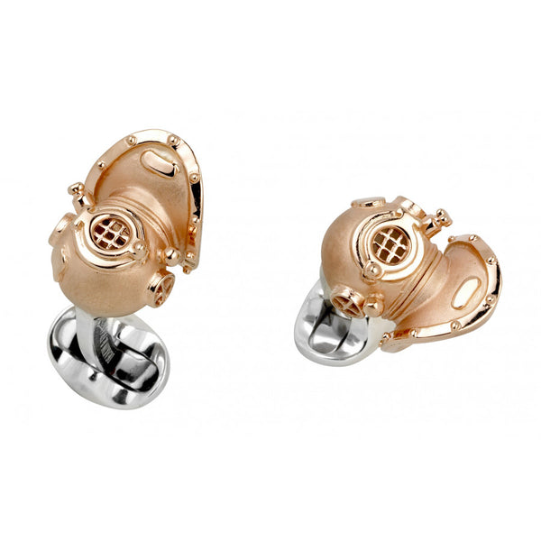 deakin & francis Sterling Silver Diving Helmet Cufflinks- Rose Gold Finish