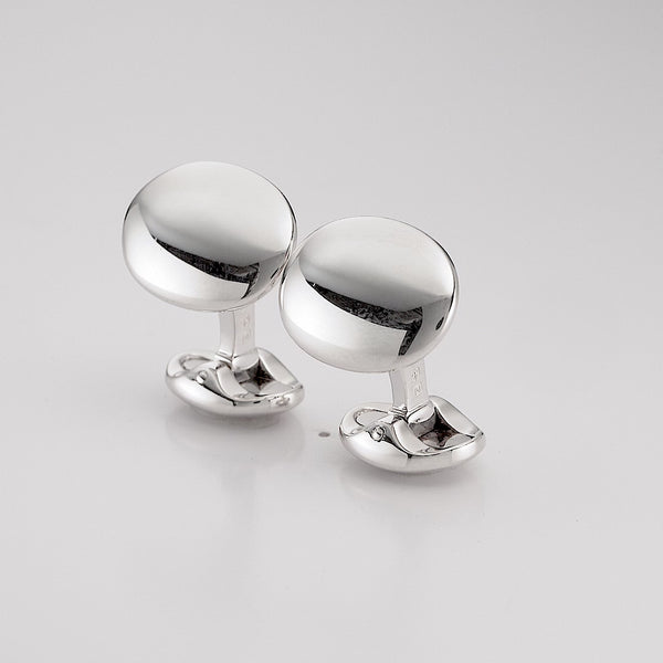 deakin & Francis Sterling Silver Domed Oval Springback Cufflinks