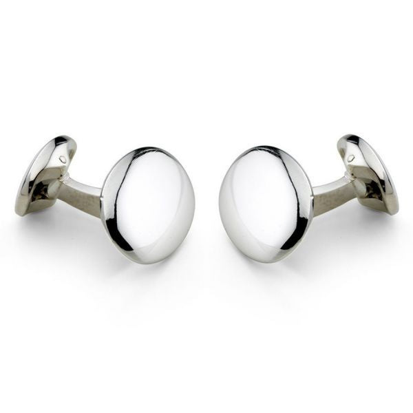 deakin & francis Sterling Silver Domed Oval Springback Cufflinks
