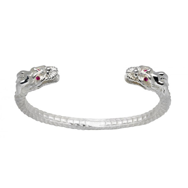 Deakin & Francis Sterling Silver Dragon Bangle With Ruby Eyes