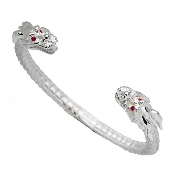 deakin & francis Sterling Silver Dragon Bangle With Ruby Eyes