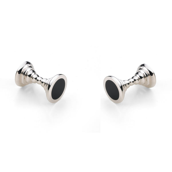 deakin & francis Sterling Silver Dumbbell Cufflinks With Onyx Inlay Ends