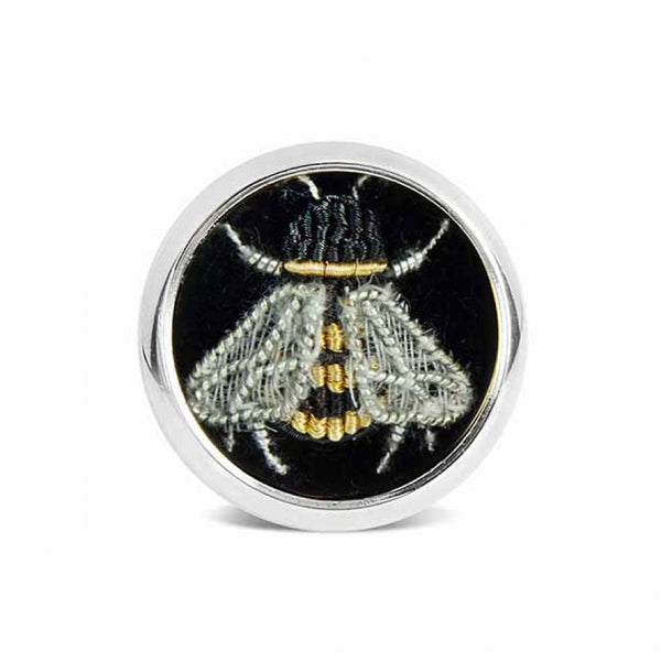 deakin & francis Sterling Silver Embroidered Bee Lapel Pin