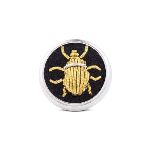 deakin & francis Sterling Silver Embroidered Gold Bug Lapel Pin