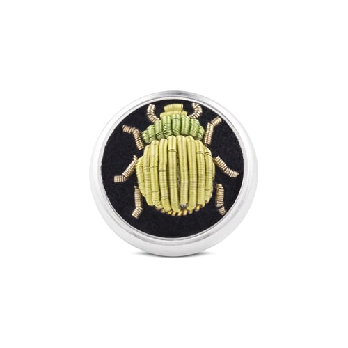 deakin & francis Sterling Silver Embroidered Green Bug Lapel Pin