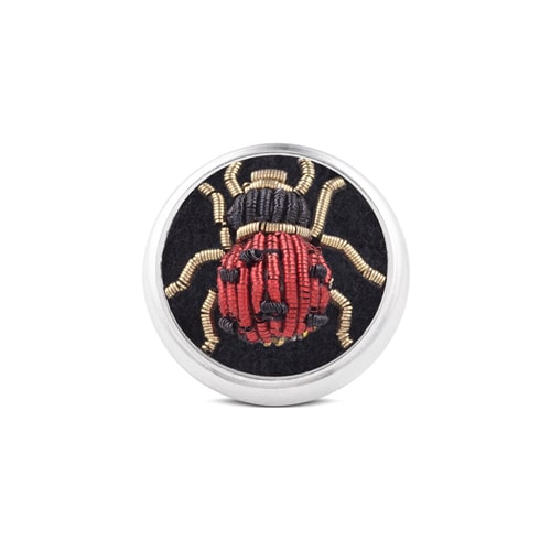 deakin & francis Sterling Silver Embroidered Ladybird Lapel Pin