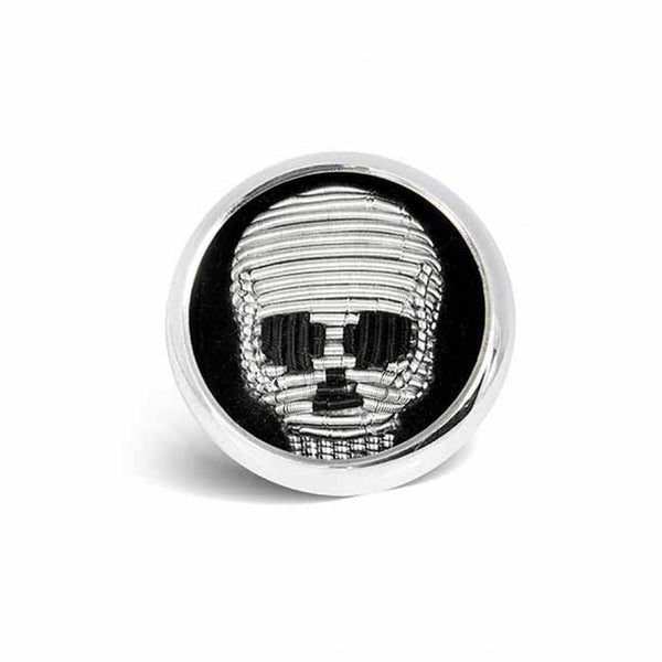 deakin & francis Sterling Silver Embroidered Skull Lapel Pin