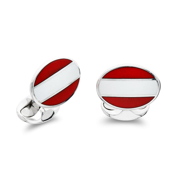 deakin & francis Sterling Silver Enamel Austrian Flag Cufflinks