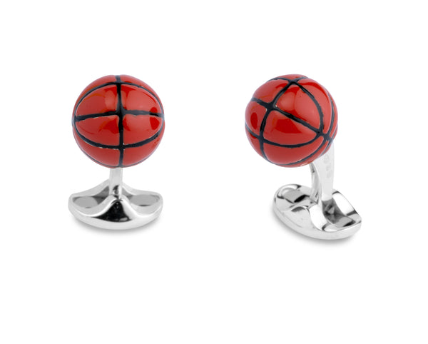 deakin & francis Sterling Silver Enamel Basketball Cufflinks