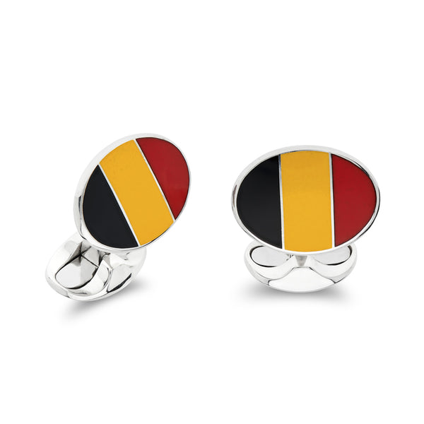 deakin & francis Sterling Silver Enamel Belgian Flag Cufflinks