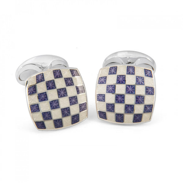 deakin & francis Sterling Silver Enamel Checkerboard Cufflinks in Purple