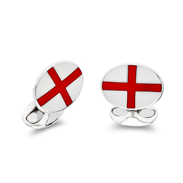 deakin & francis Sterling Silver Enamel English Flag Cufflinks