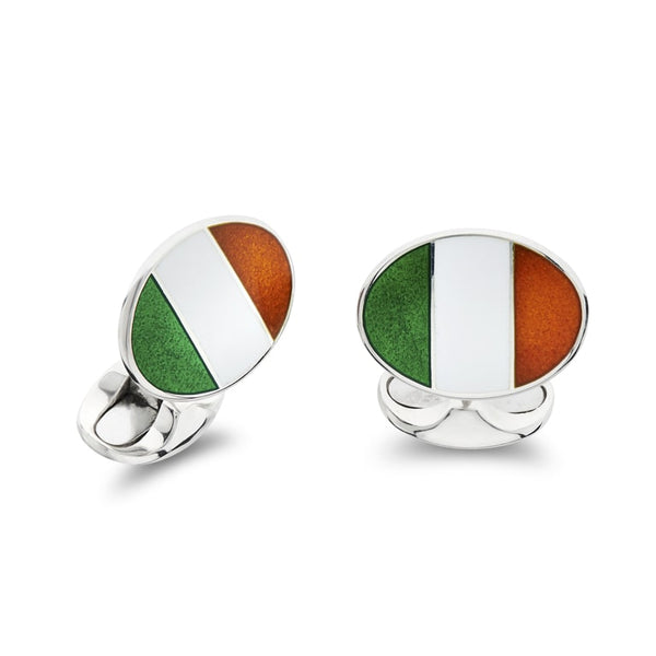 deakin & francis Sterling Silver Enamel Irish Flag Cufflinks