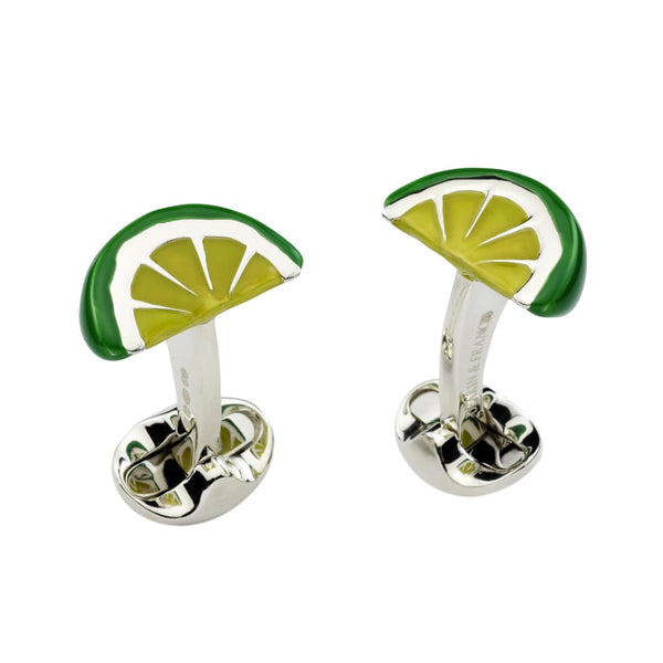 deakin & francis Sterling Silver Enamel Lime Wedge Cufflinks