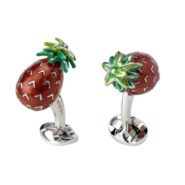 deakin & francis Sterling Silver Enamel Pineapple Cufflinks