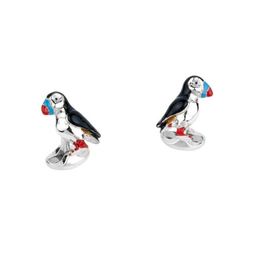 deakin & francis Sterling Silver Enamel Puffin Cufflinks