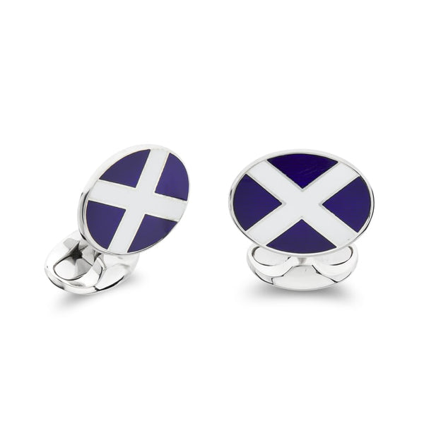 deakin & francis Sterling Silver Enamel Scottish Flag Cufflinks