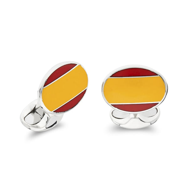 deakin & francis Sterling Silver Enamel Spanish Flag Cufflinks
