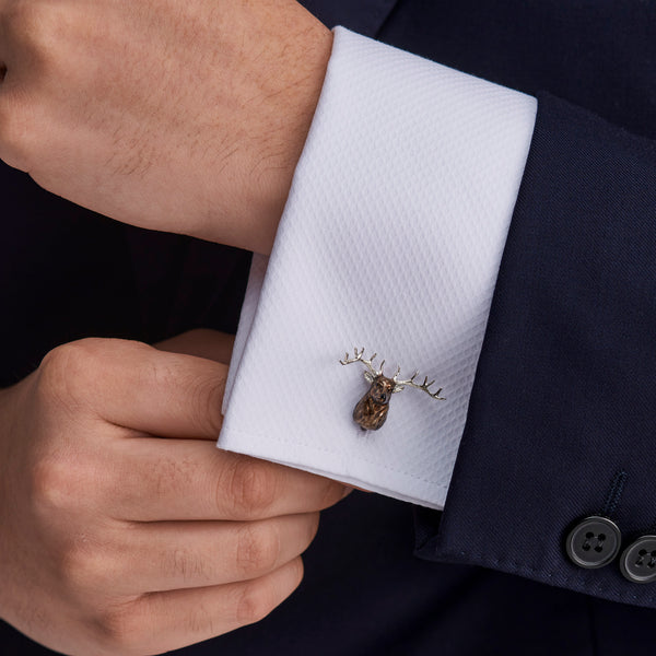 Deakin & Francis Sterling Silver Enamel Stag Cufflinks