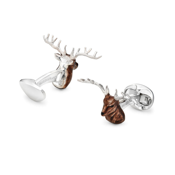 Deakin & Francis Sterling Silver Enamel Stag Cufflinks