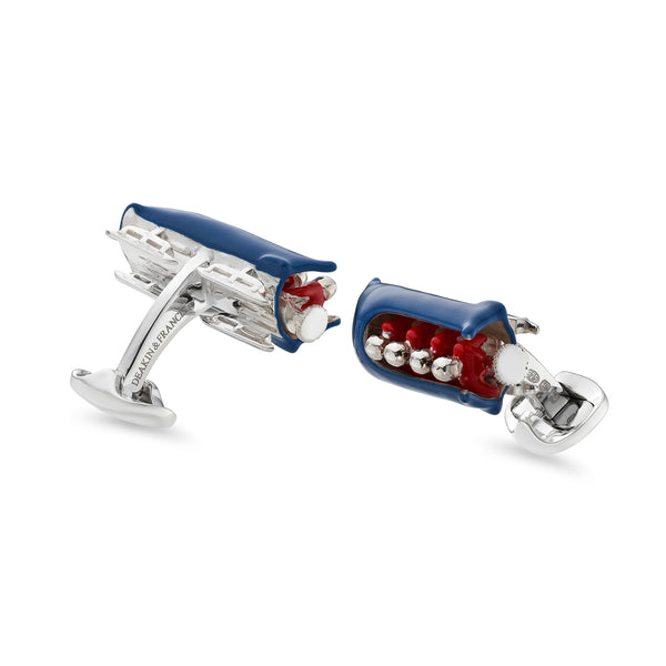 Deakin & Francis Sterling Silver Enamelled Bobsleigh Cufflinks