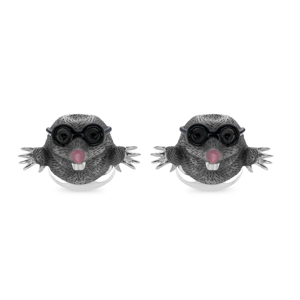 deakin & francis Sterling Silver Enamelled Mole Cufflinks